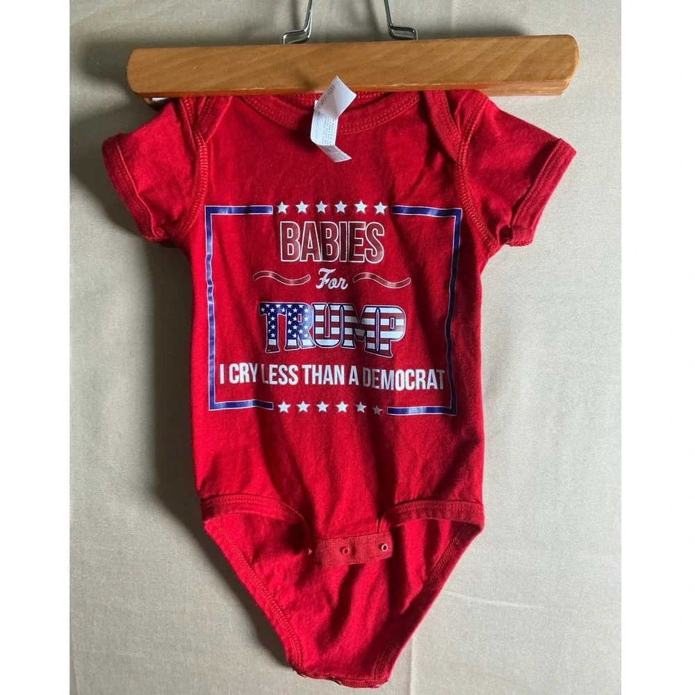 Babies For Trump I Cry Less Than‎ A Democrat Red Short Sleeve Bodysuit One Piece